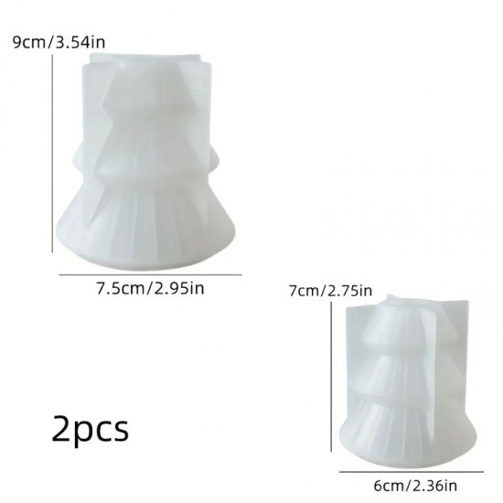 YY5956 2 li Zarif Katmanlı Spiral Noel Ağacı Mumluk Silikon Kalıp